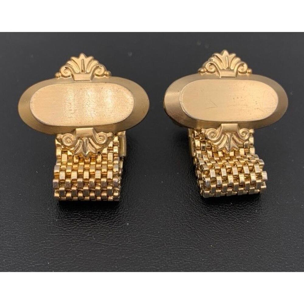 Vintage USA Hickok Ornate Mesh Wrapped Cufflinks Men Accessories Signed